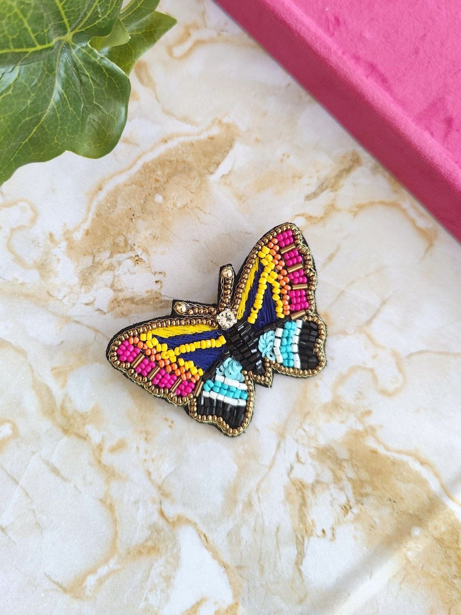 Boho Multicolored Butterfly Beaded Brooch for Men comma Women—Unique Jewelry Style