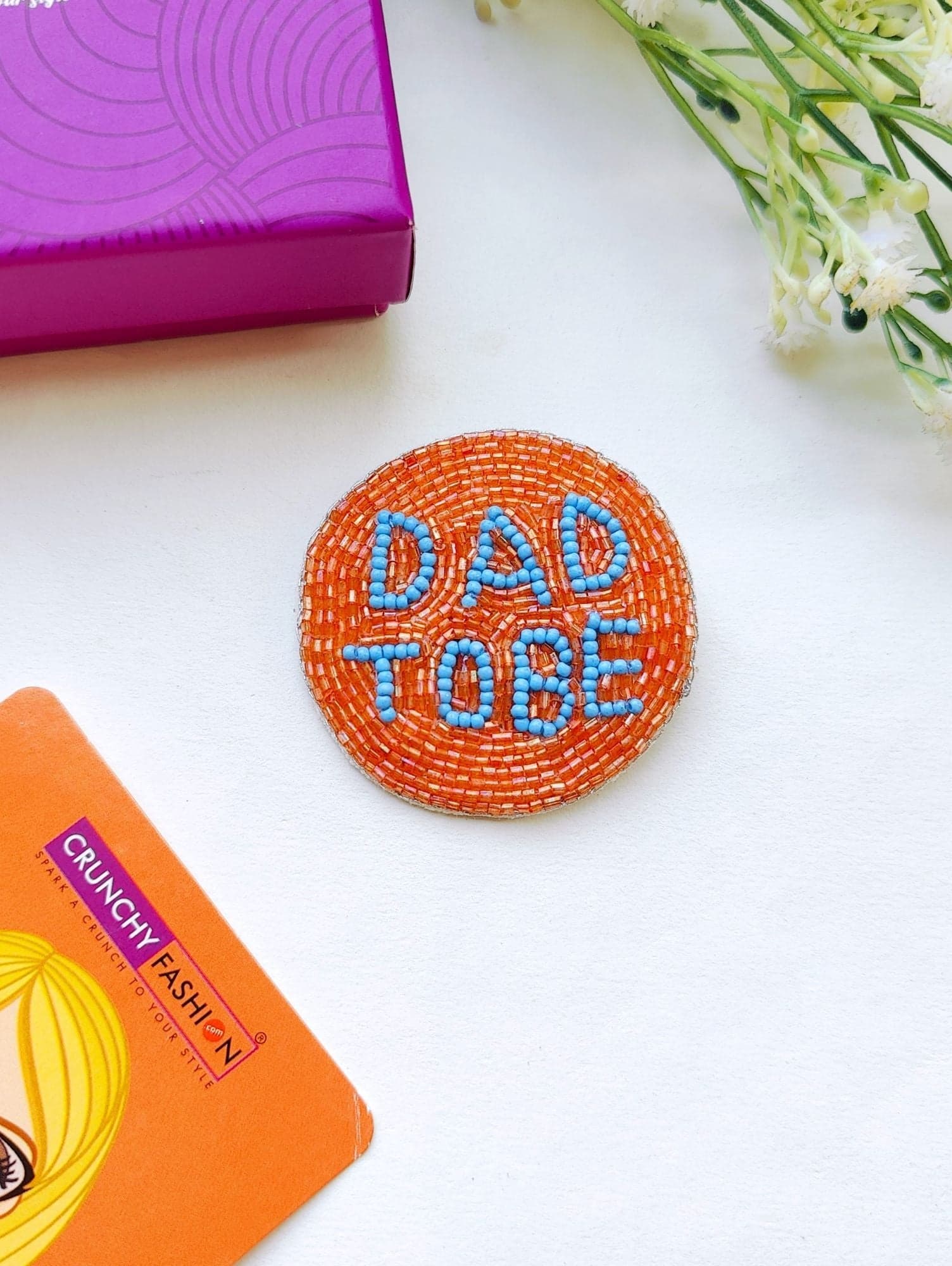 Dad-to-Be Tangerine Brooch Handmade Gift, Perfect for Baby Shower | Photoshoot Accessory