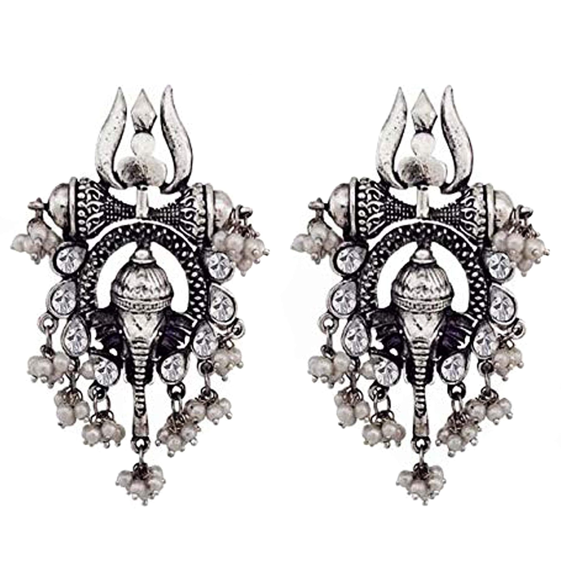Enchanting Antique Oxidised Silver Earrings, Jewel of Unfading Beauty