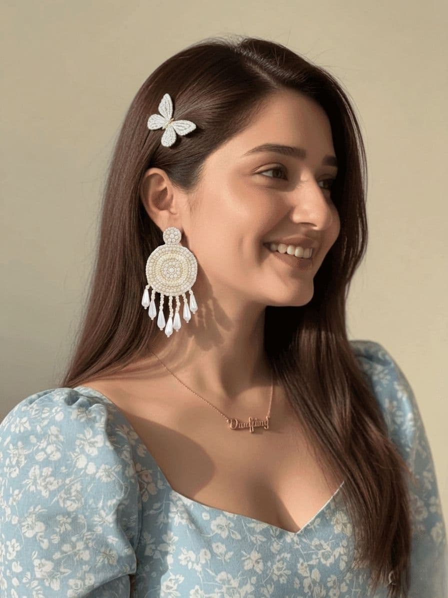 Handmade White Beaded Earrings for Fashionista Women and Girls