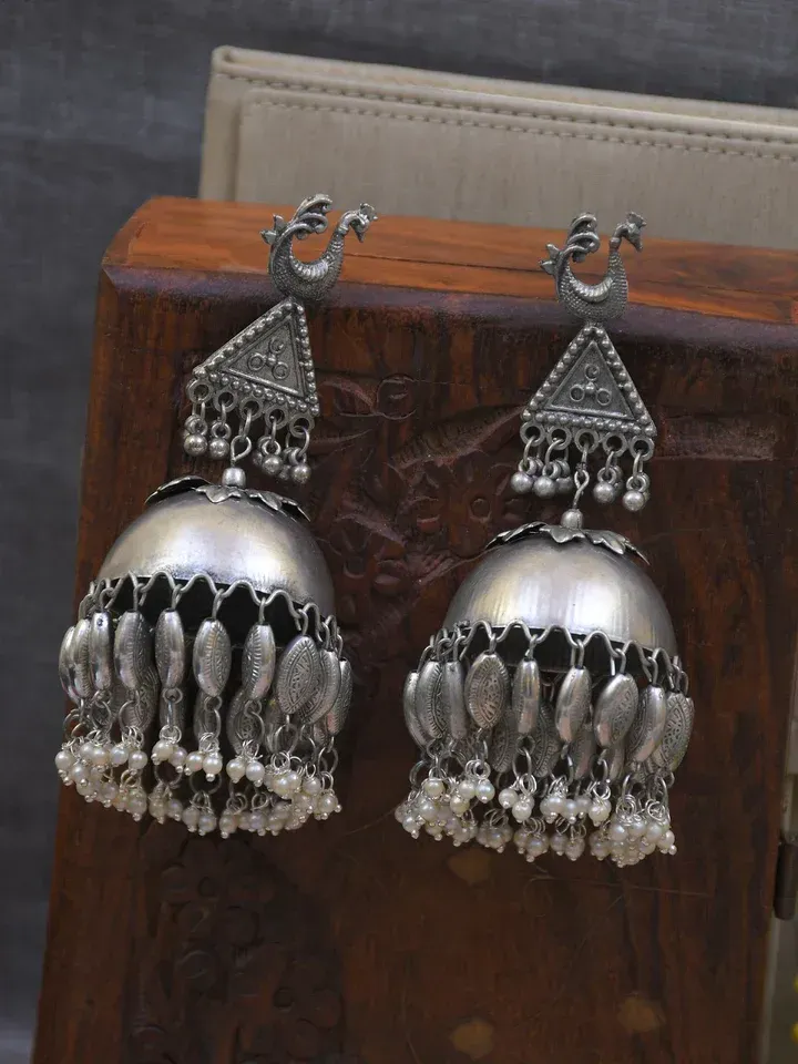 Spectacular Pakistani Inspired Oxidised Big Jhumka Earrings