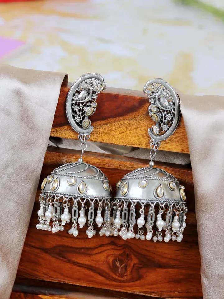 Oxidised Elegance: Pakistani Jhumka Earrings in Big Oxidised Jhumka Style