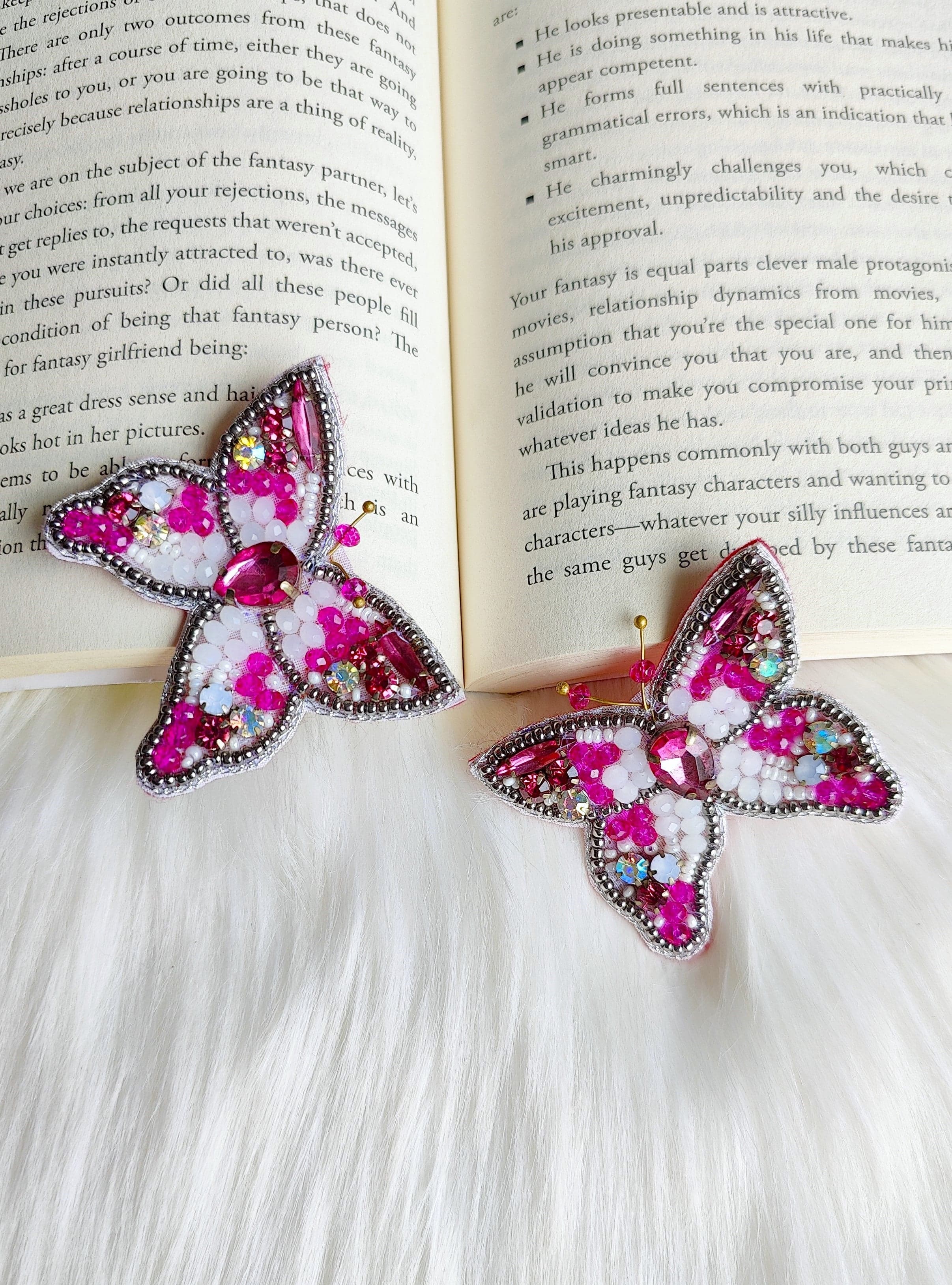 Handmade Beaded Pink Butterfly Earrings, Fun Party Danglers for Women, Unique Jewelry Gift