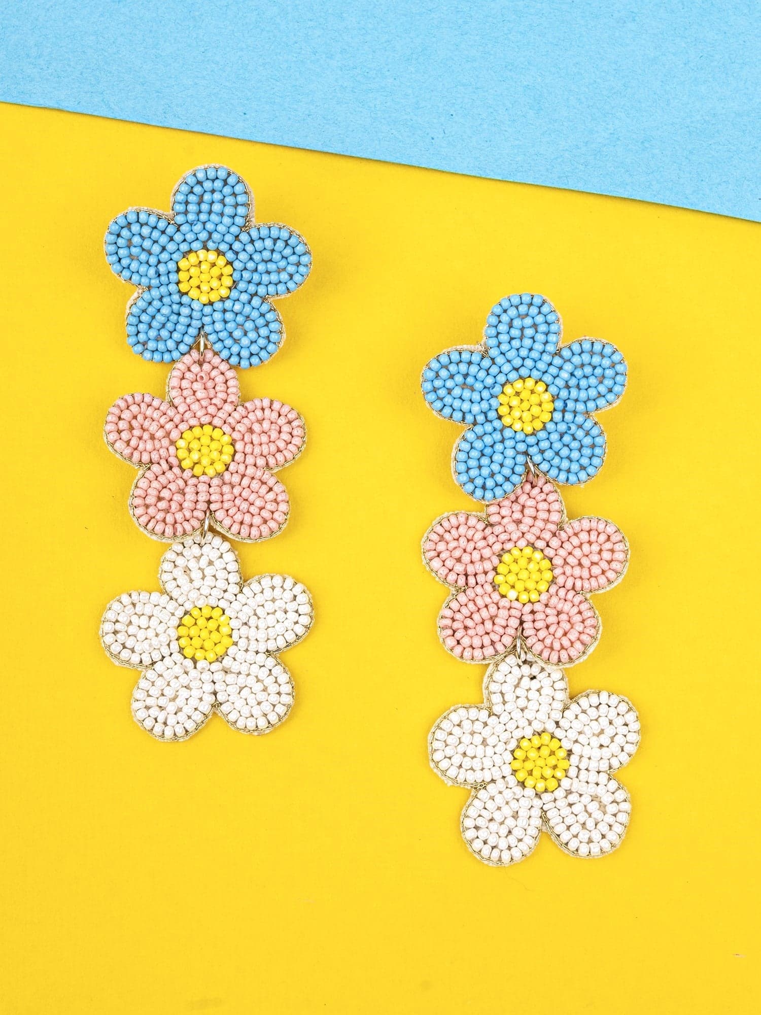Handcrafted Multicolor Bloom: Fashionable Lightweight Drop Earrings