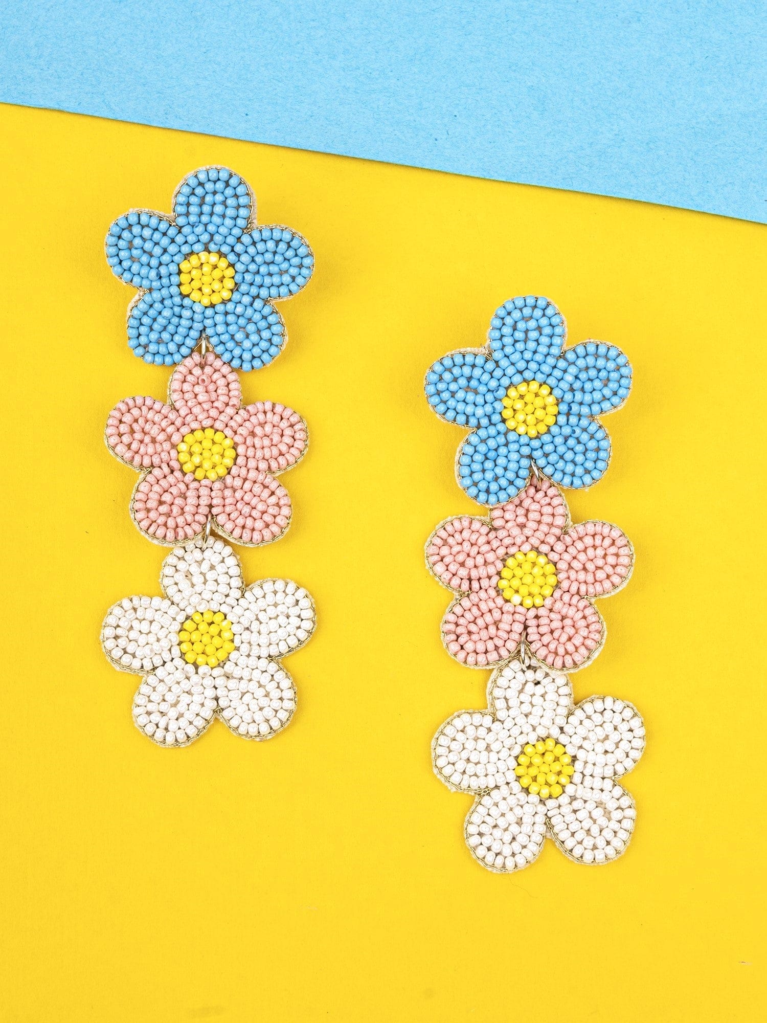 Handcrafted Multicolor Bloom: Fashionable Lightweight Drop Earrings