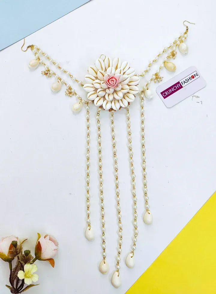Bride's Blossom: Pink Bridal Hair Accessories & Haldi Hair Clip