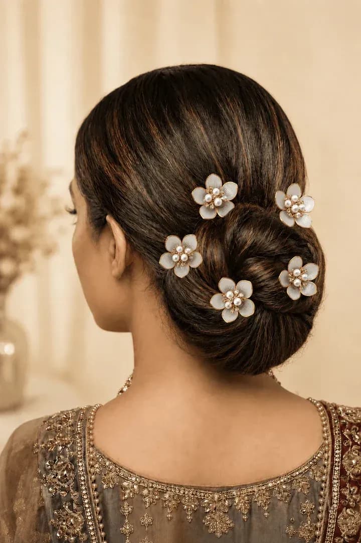 Bridal White Flower Hair Clip & Floral Hair Pins – Acrylic Wedding Hair Accessories