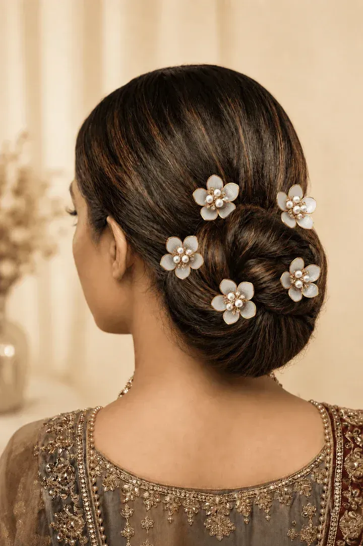 Bridal White Flower Hair Clip & Floral Hair Pins – Acrylic Wedding Hair Accessories