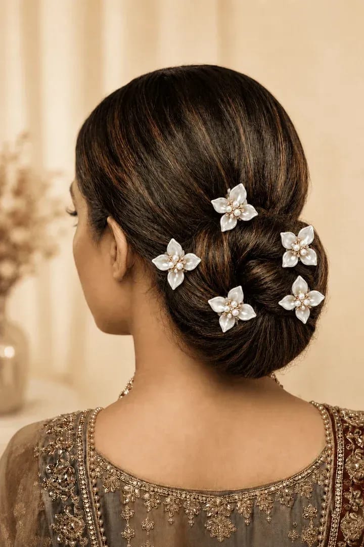 Chic White Flower Acrylic Hair Clip: Floral Pins for Wedding Bliss