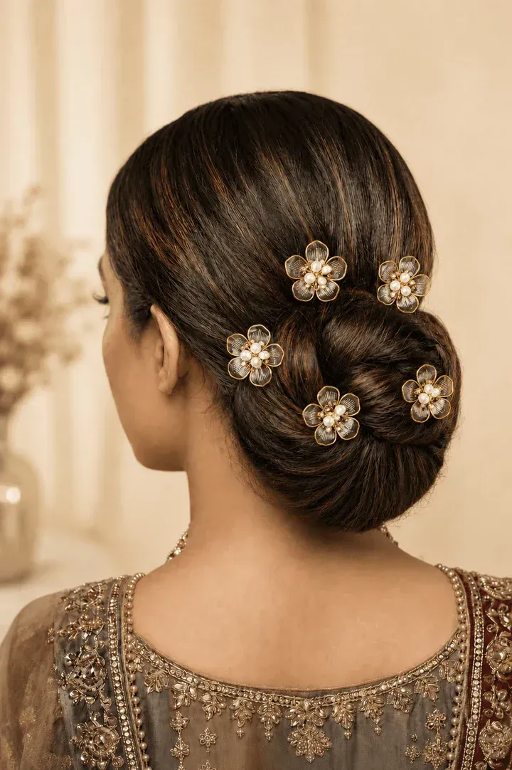 Floral Fiesta: Multicolored Acrylic Hair Pin for Weddings and Mehndi
