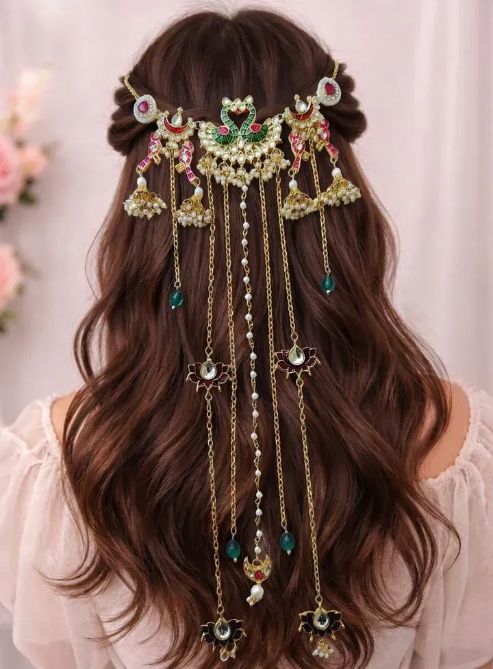 Handcrafted Red Lotus Open Hair Accessory for Weddings