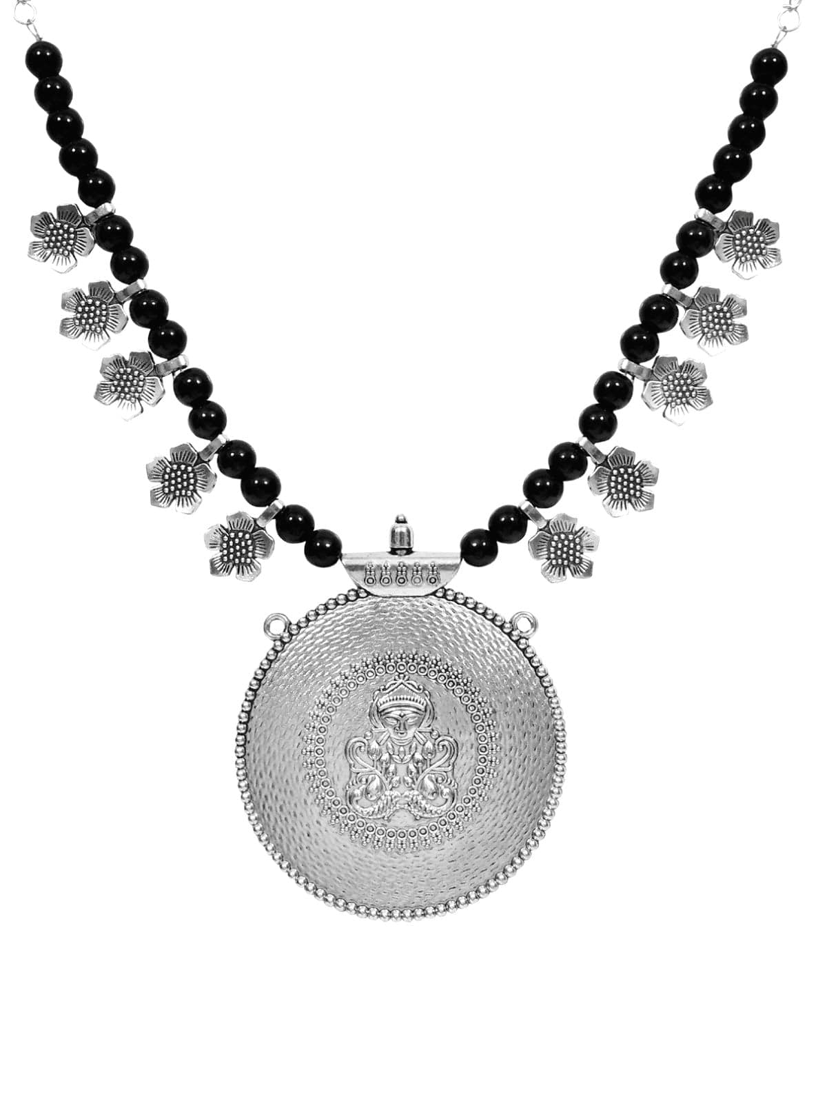 Adorn Your Elegance: Traditional Beaded Silver Necklace for Women
