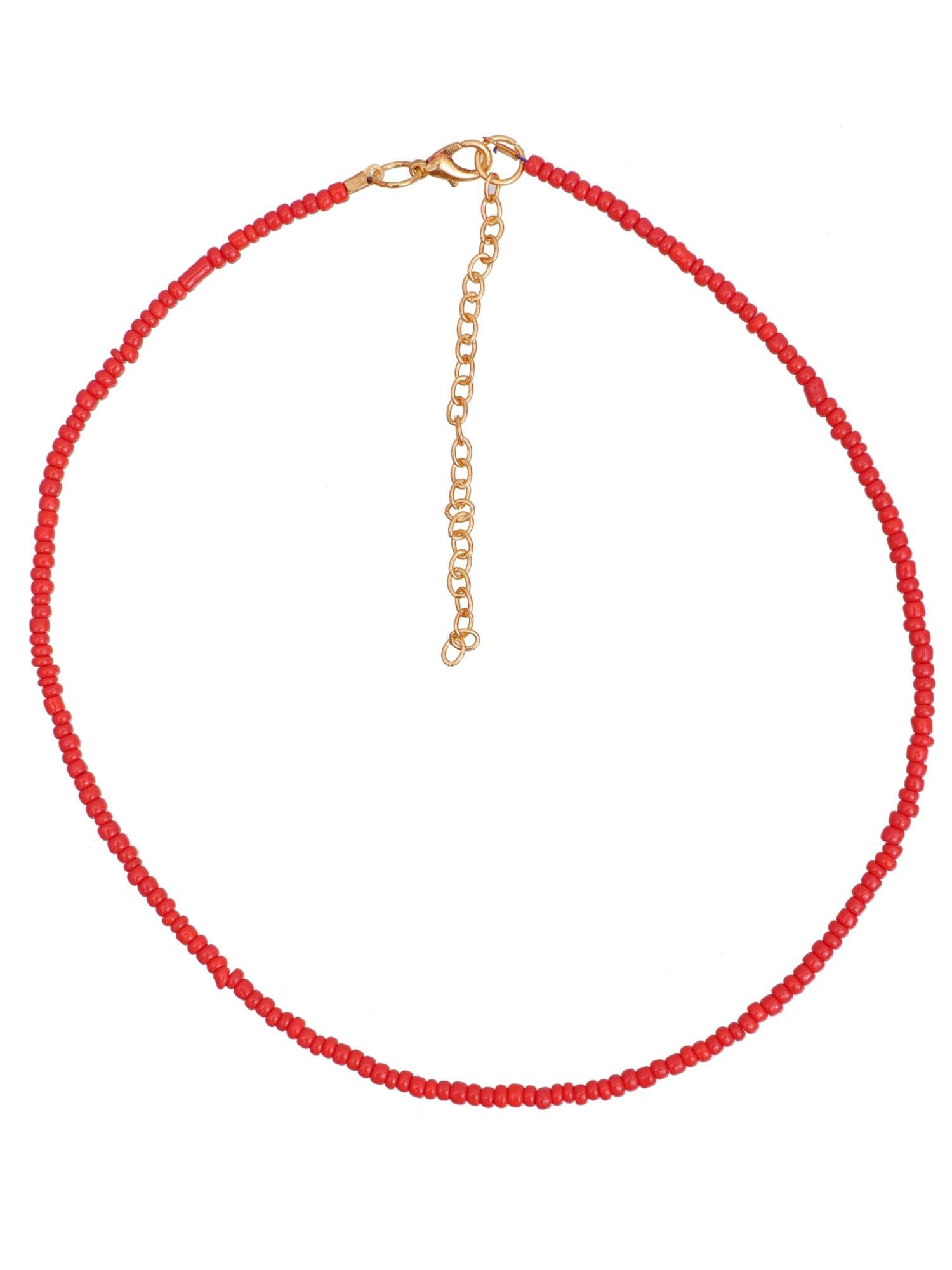 Boho Red Beaded Choker: Handmade Multi-layer Beach Necklace