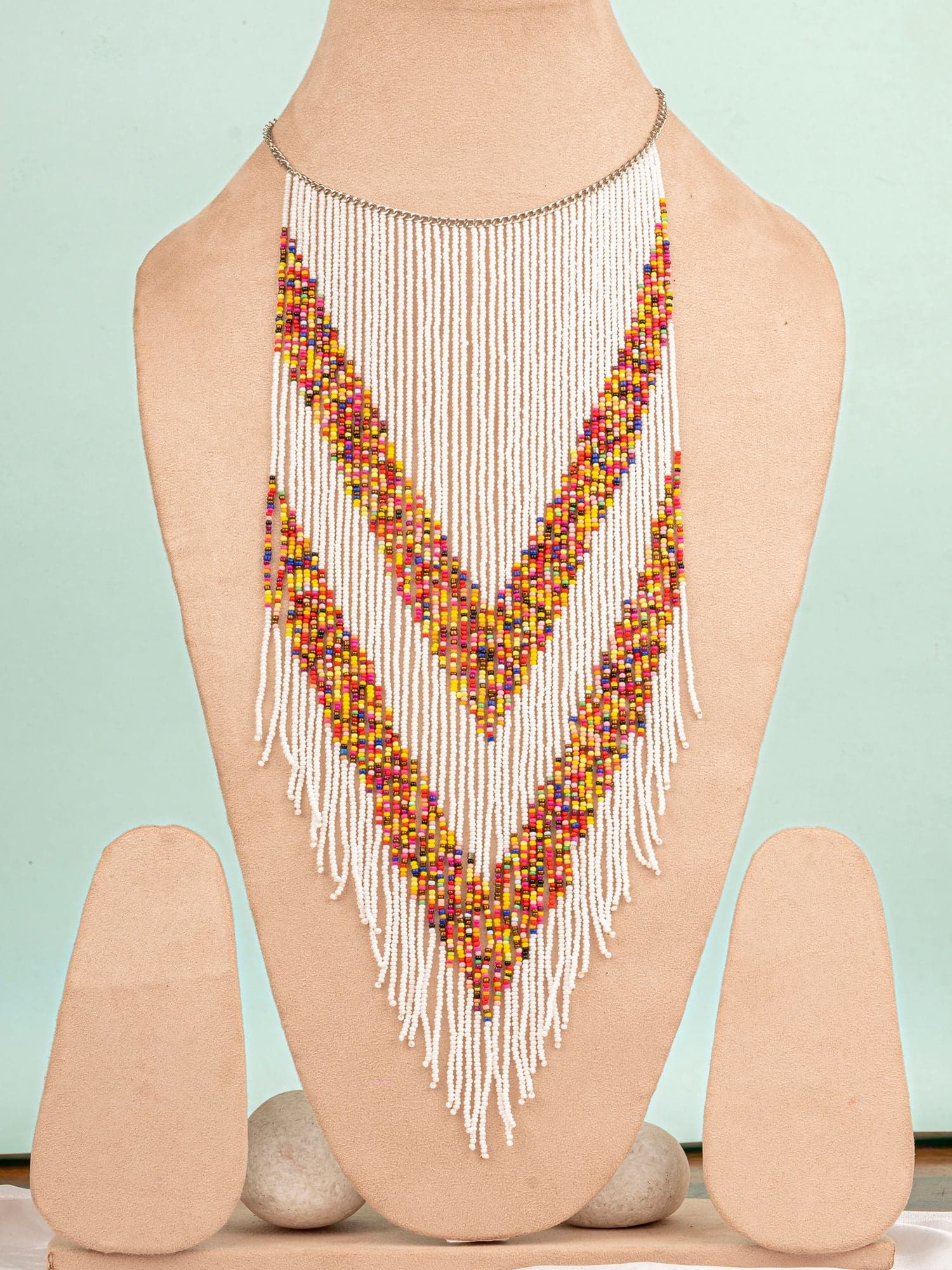 Boho Chic White Beaded Multi-layer Necklace for Beach Parties