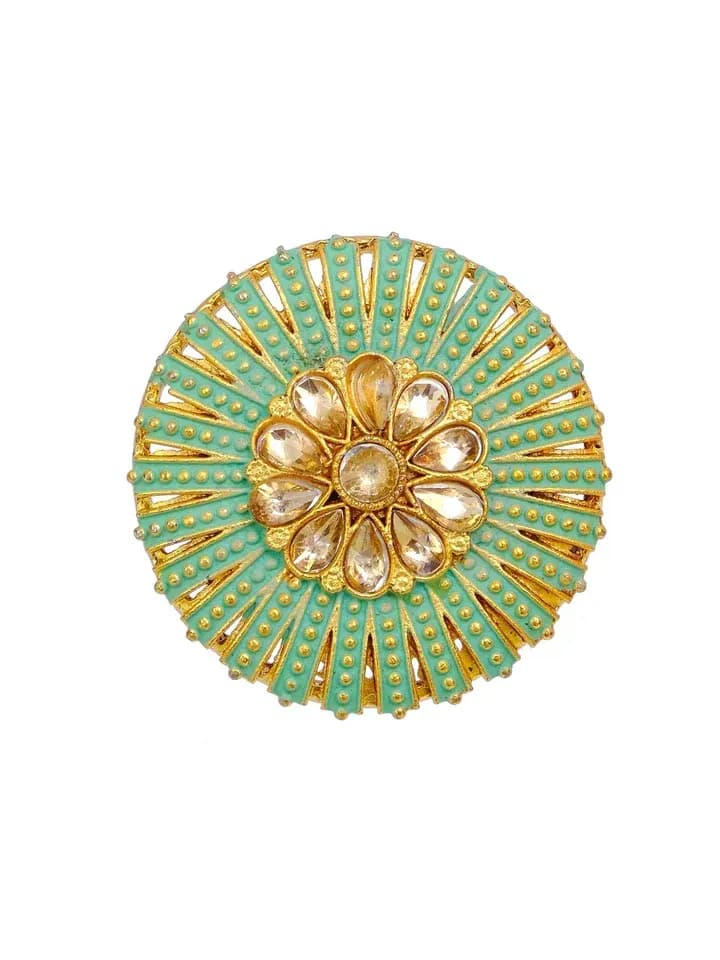Mint Green Meenakari Ring - Unique Party Wear Statement Piece