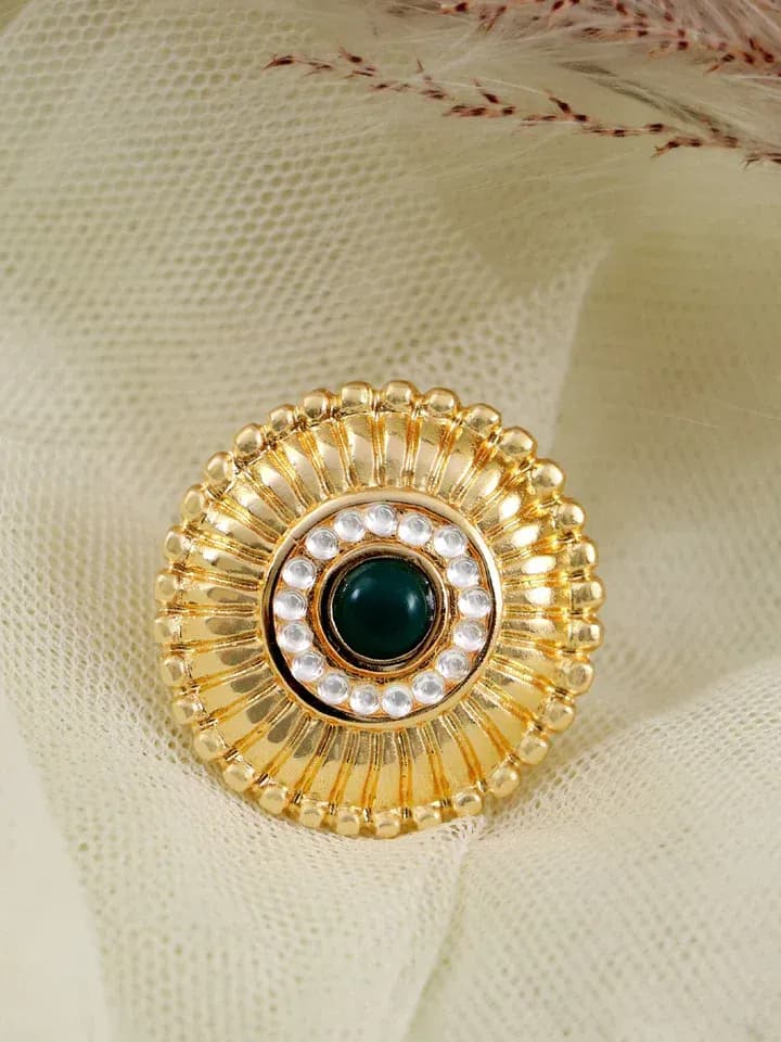 Gold Plated Green Crystal Party Wear Rings: A Statement of Unique Fashion