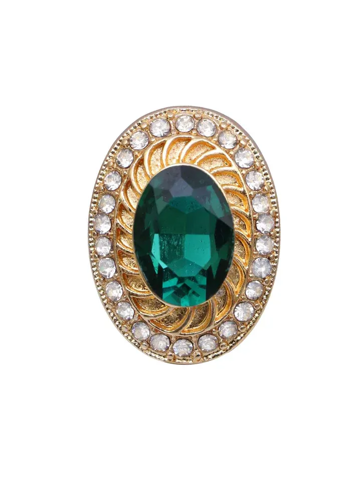 Glamour Gleam - Green Crystal Gold-Plated Party Rings