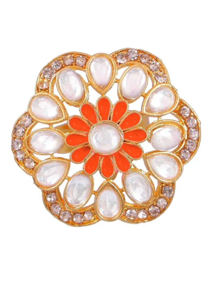 Radiant Meenakari Party Statement - Kundan Studded Flower Ring