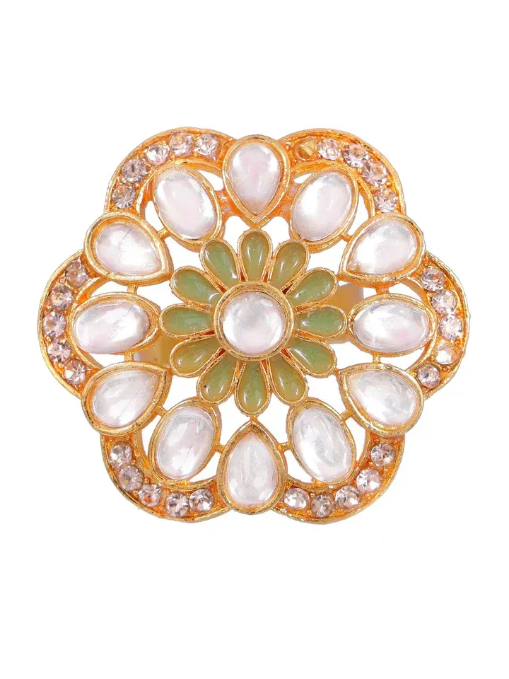 Kundan Studded Flower Ring - Statement Meenakari Party Wear Piece