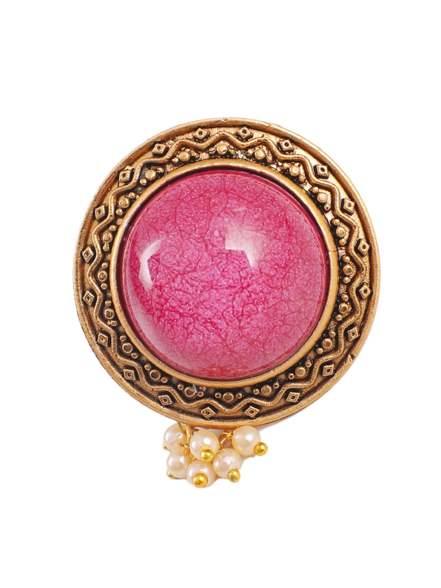 Pink Elegance Adjustable Gold Ring – Dainty Vintage-Inspired Jewelry for Women
