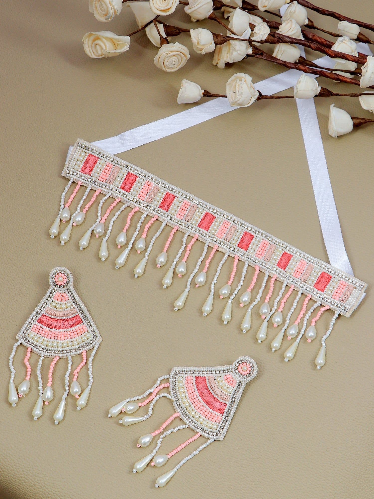 Glistening Pink Treasure - Handmade Beaded Necklace Set