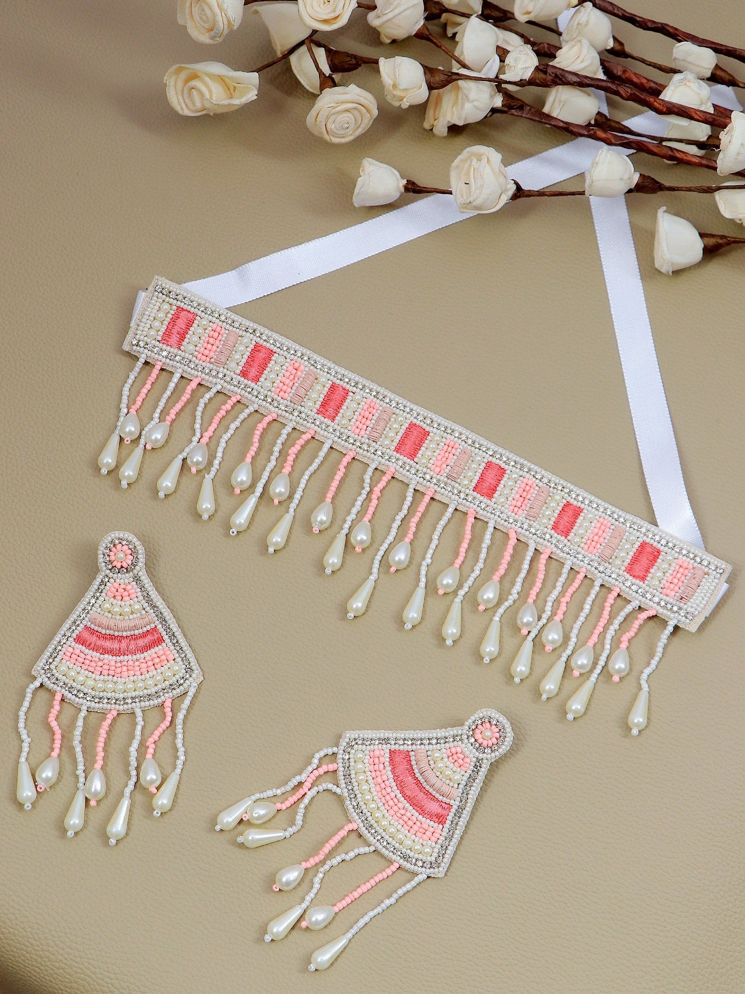 Adorn Yourself with a Pink Handmade Beaded Necklace Set