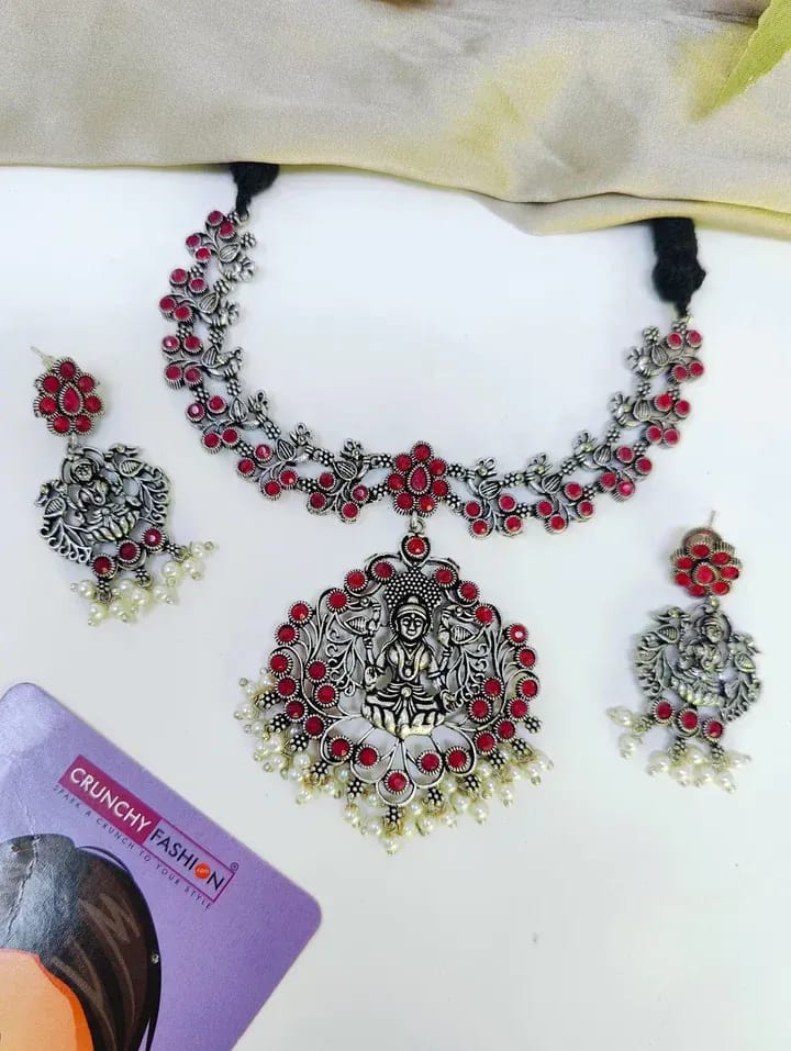 Chic Oxidised Choker, Afghan Boho Jewellery Set for Women | Trendy Girls Fashion