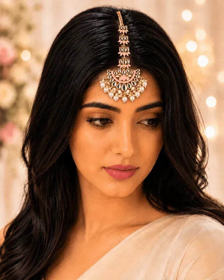 Elegant Bridal Maang Tikka: Gold Design Set for Wedding Hairstyles