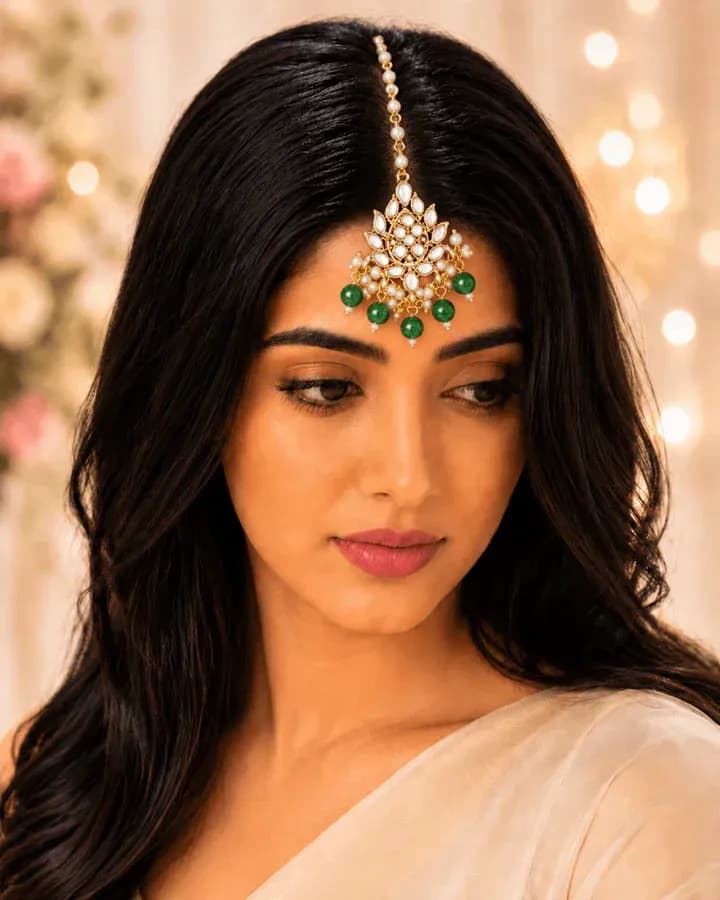 Sparkling Gold Maang Tikka for Wedding - Fresh and Unique Design