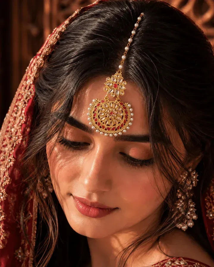 Workflow of Gold: Adorn Your Forefront with our Maang Tikka Design