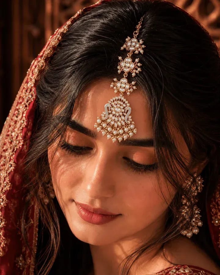 Bejewelled Crown: Antique Maang Tikka Hair Accessory