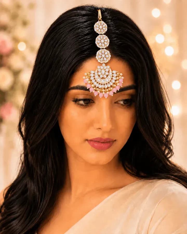 Dazzling Elegance: Antique Maang Tikka & Hair Tikka Jewellery Set
