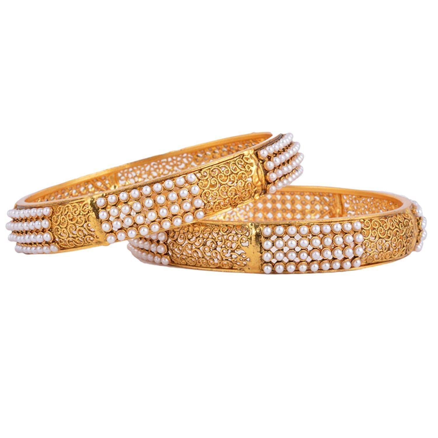 Elegant Traditional Pearl Kada Bangles Set for Women | Ethnic Indian Jewelry Gift