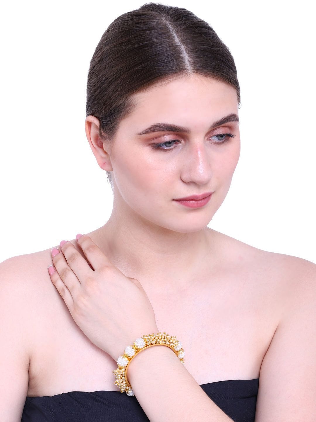 Traditional Grace: Handcrafted Pearl Kada Bangles Set for Modern Elegance