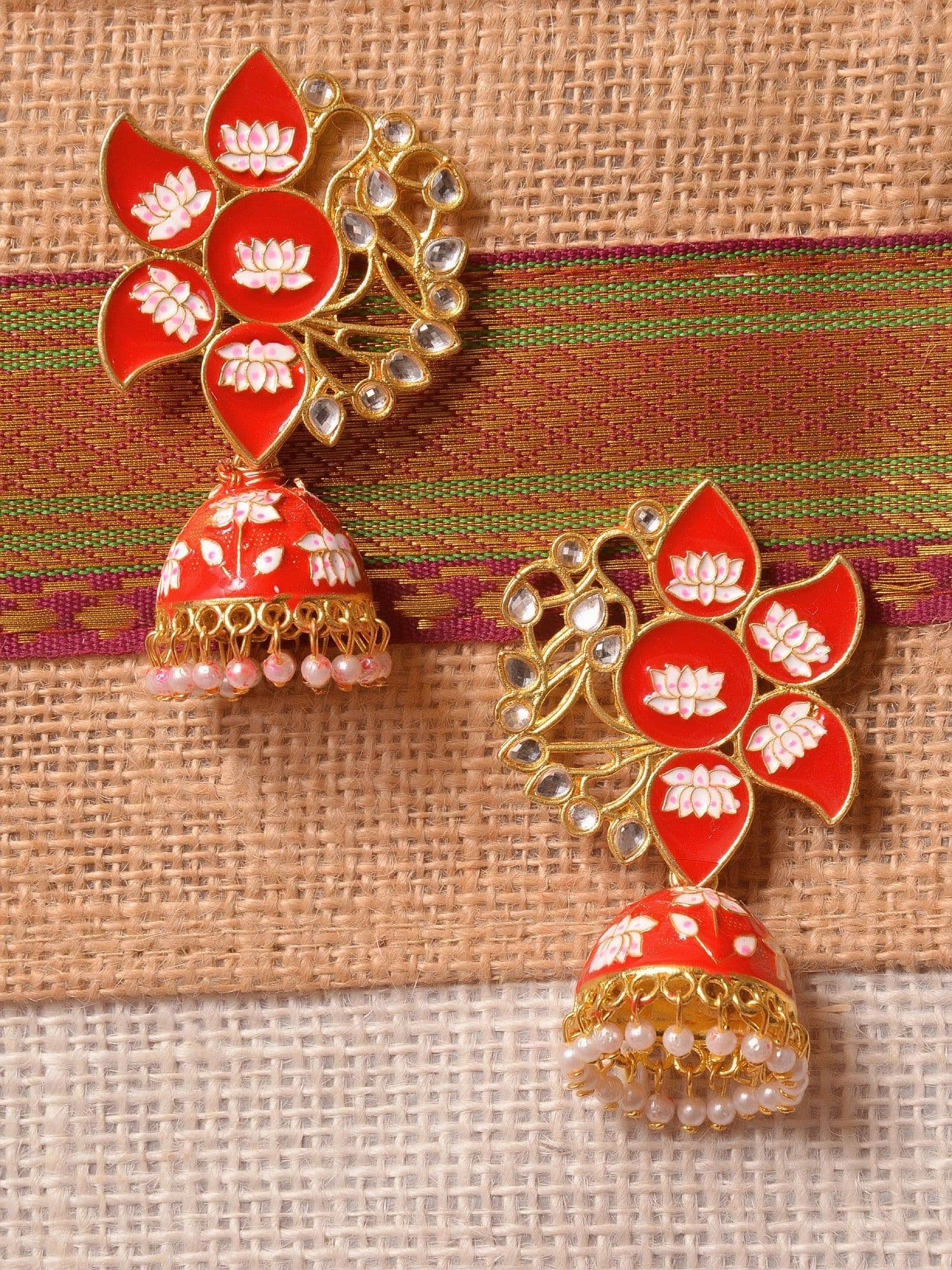 Lotus Bliss - Traditional Jhumka Earrings for Women and Girls