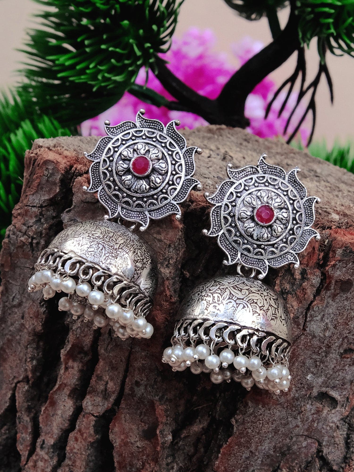 Adorn with Grace: Traditional Pearl Jhumki Earrings