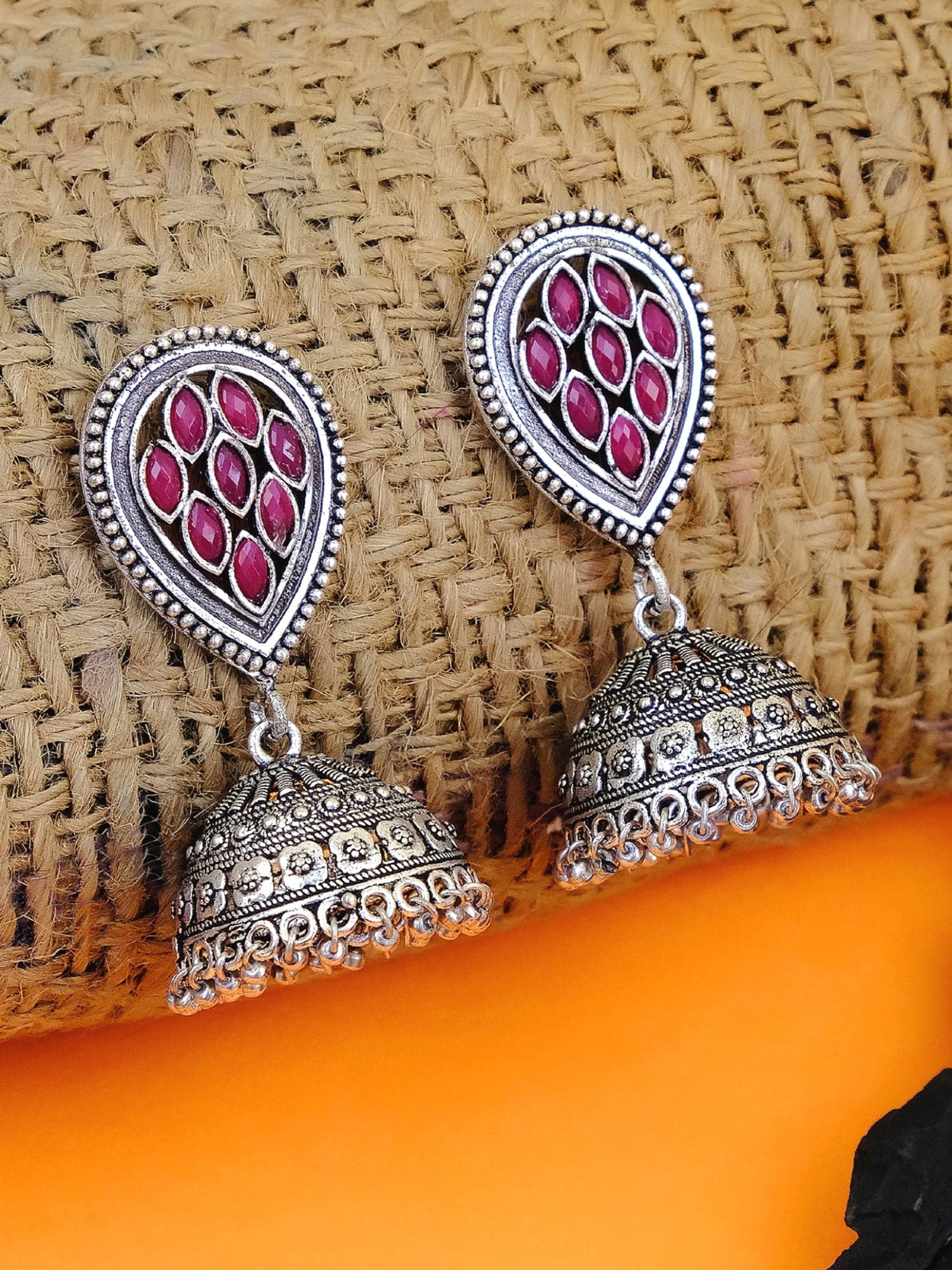 Silver Brilliance Oxidised Jhumka Earrings: Your Statement Accessory
