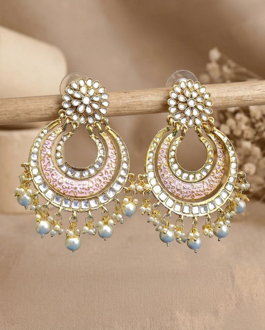 Exquisite Gold Chandbali Earrings - Evoking the Latest Fashion Trend