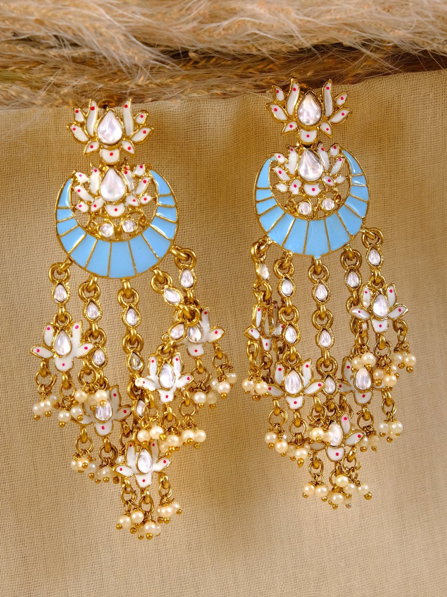 Glamour Beam: Classic Long Pearl Dangler Earrings for Chic Fashionistas