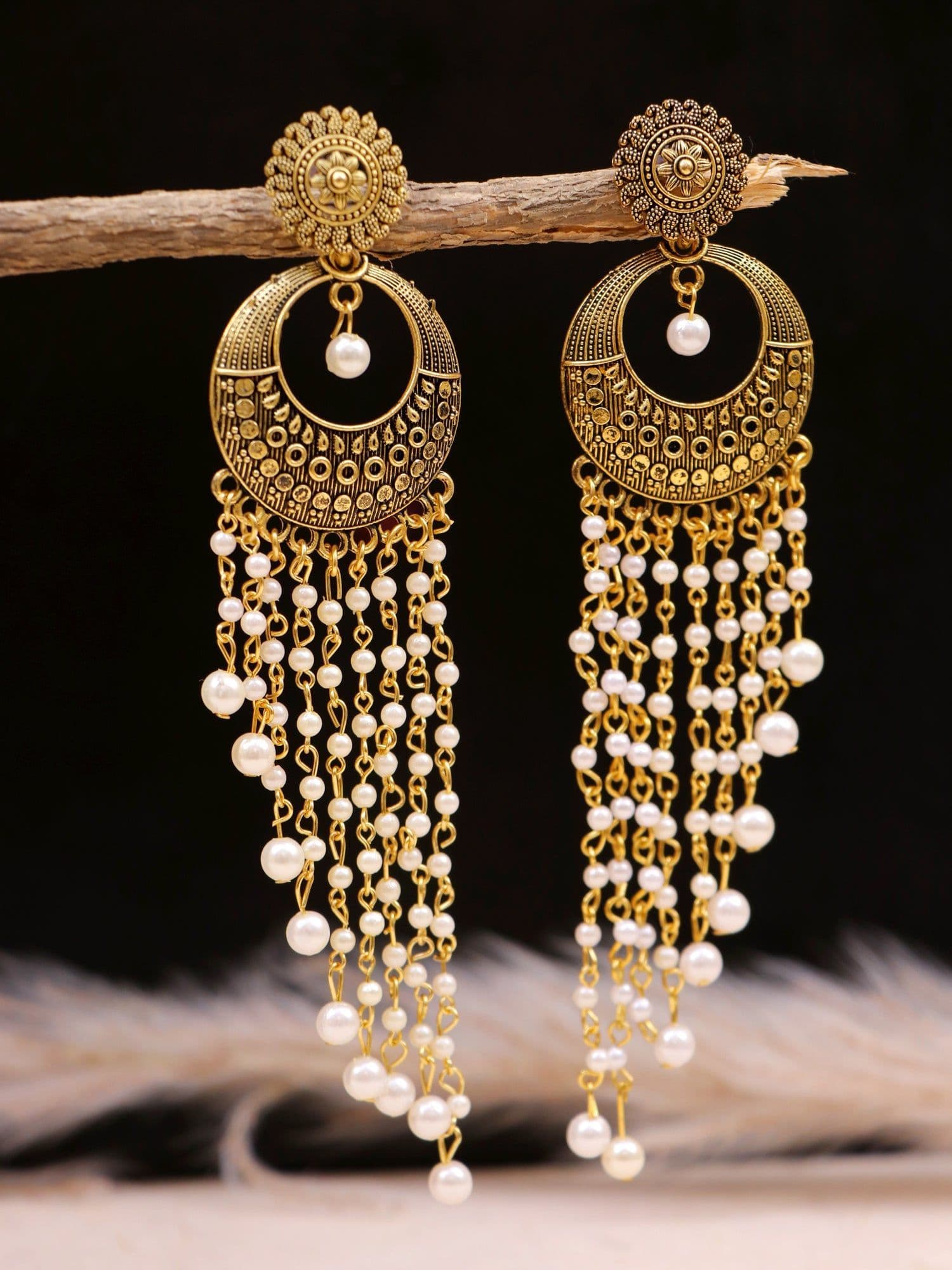 Gold-Plated Beaded Dangler Earrings for Women, Trendy Fashion Jewelry, Lightweight Drop Style