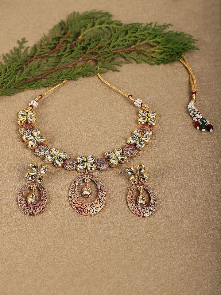 Exquisite Elegance: Bridal Necklace and Earring Set for Lehenga Under 500