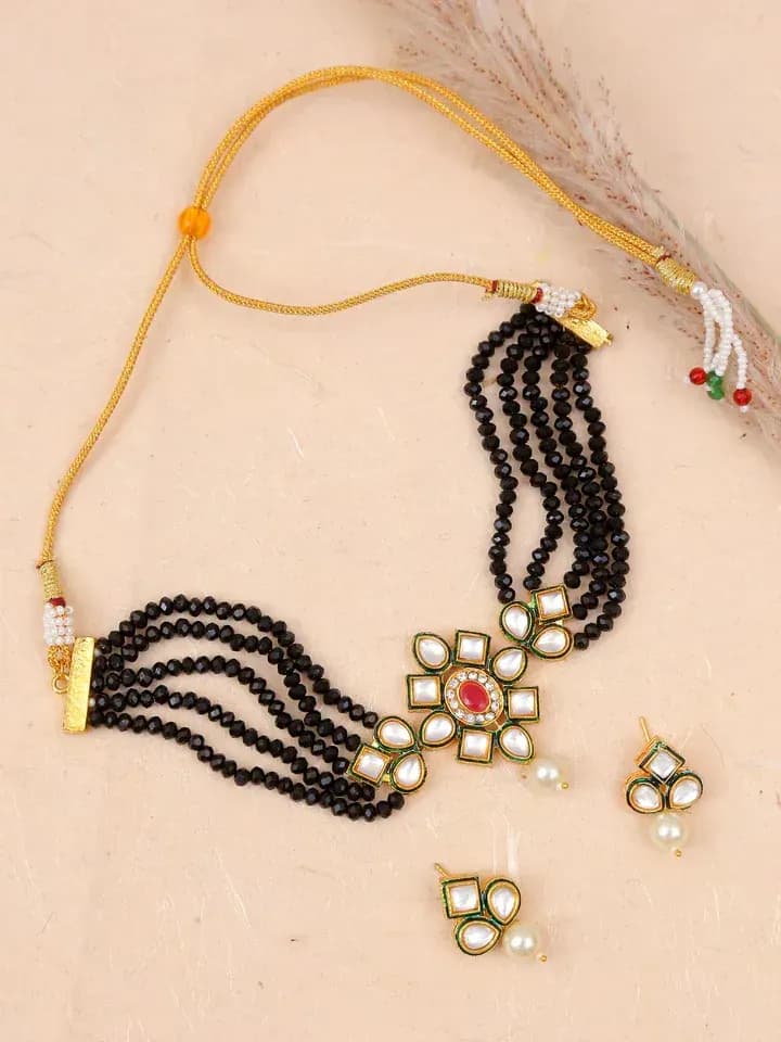 Beaded Bonanza - Gold Plated Choker Necklace Set for Modern Women