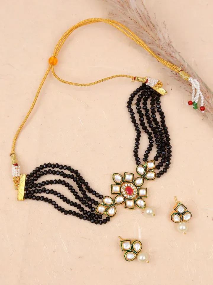 Beaded Bonanza - Gold Plated Choker Necklace Set for Modern Women