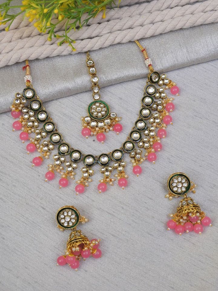 Exquisite Pearl and Kundan Bridal Necklace - Choker Design with Earring Set