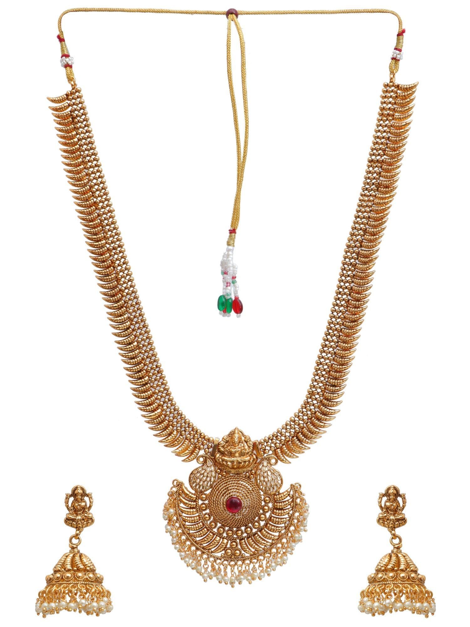 Temple Treasure: Gold-Plated Necklace & Bridal Jewellery Set