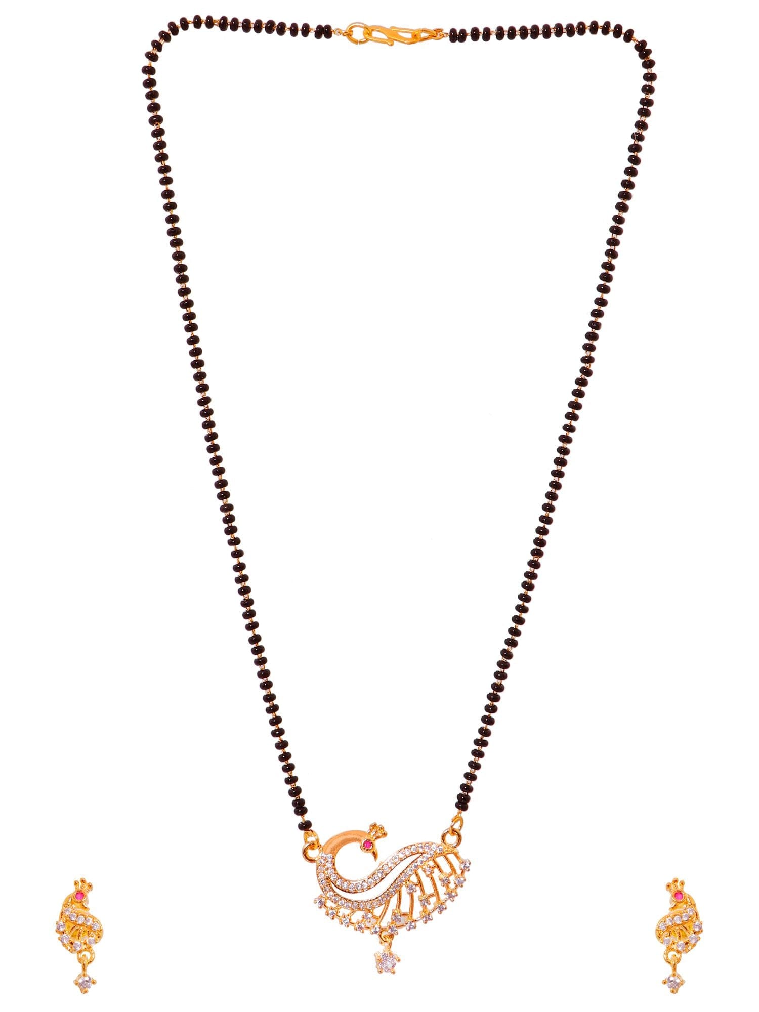 Embrace Elegance with Black Beaded Mangalsutra & Matching Earring Set
