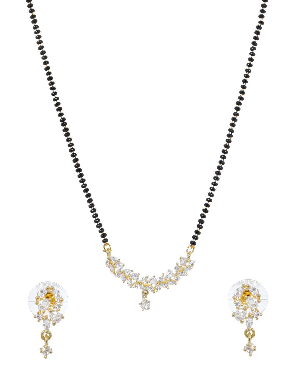 Stone-Studded Radiance: Beaded Mangalsutra set with New Design Earrings