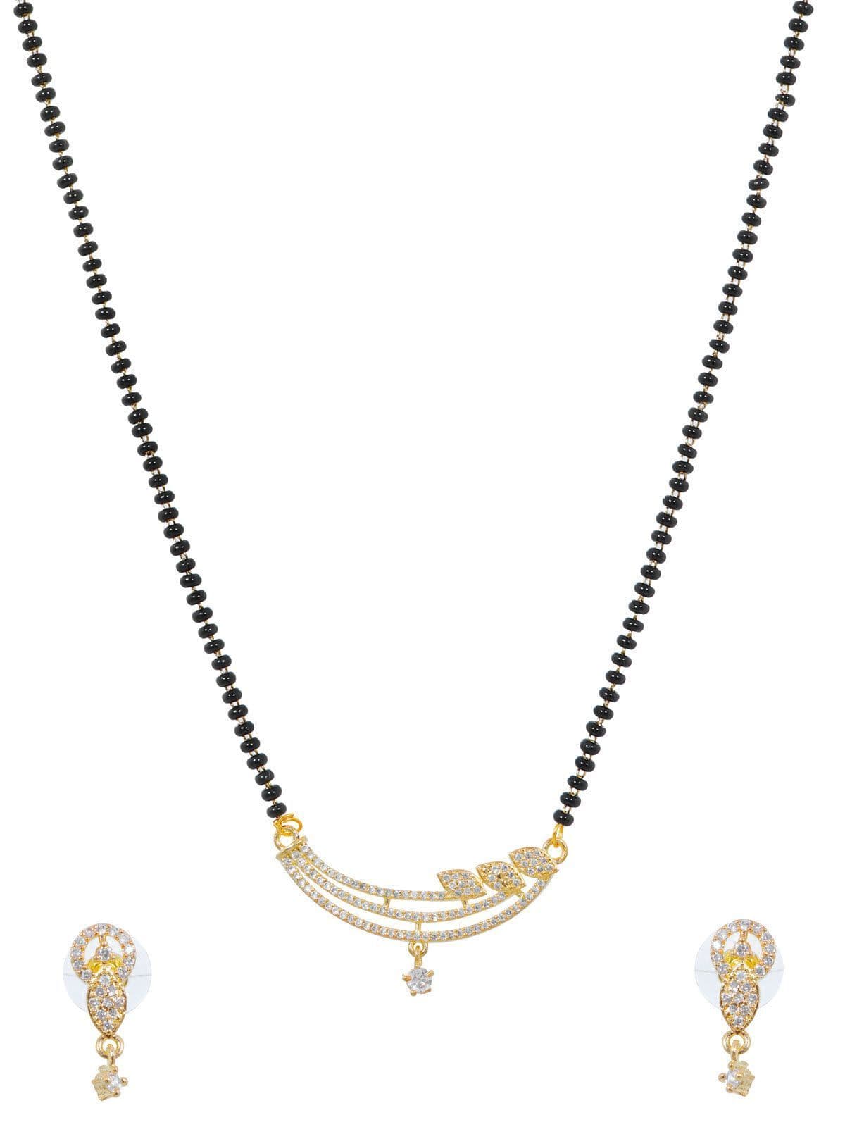 AD, Beaded Grace: Chic Mangalsutra Set for Women – Modern Gold-Plated Necklace Jewelry
