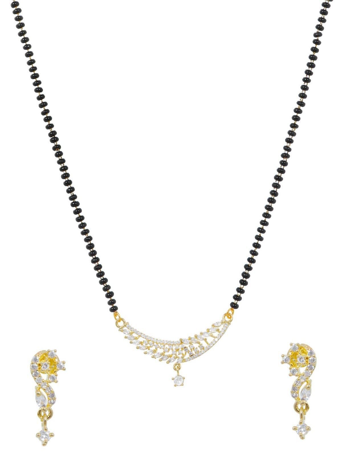 Beaded Elegance: Your AD Mangalsutra Set with Short Design & Earrings