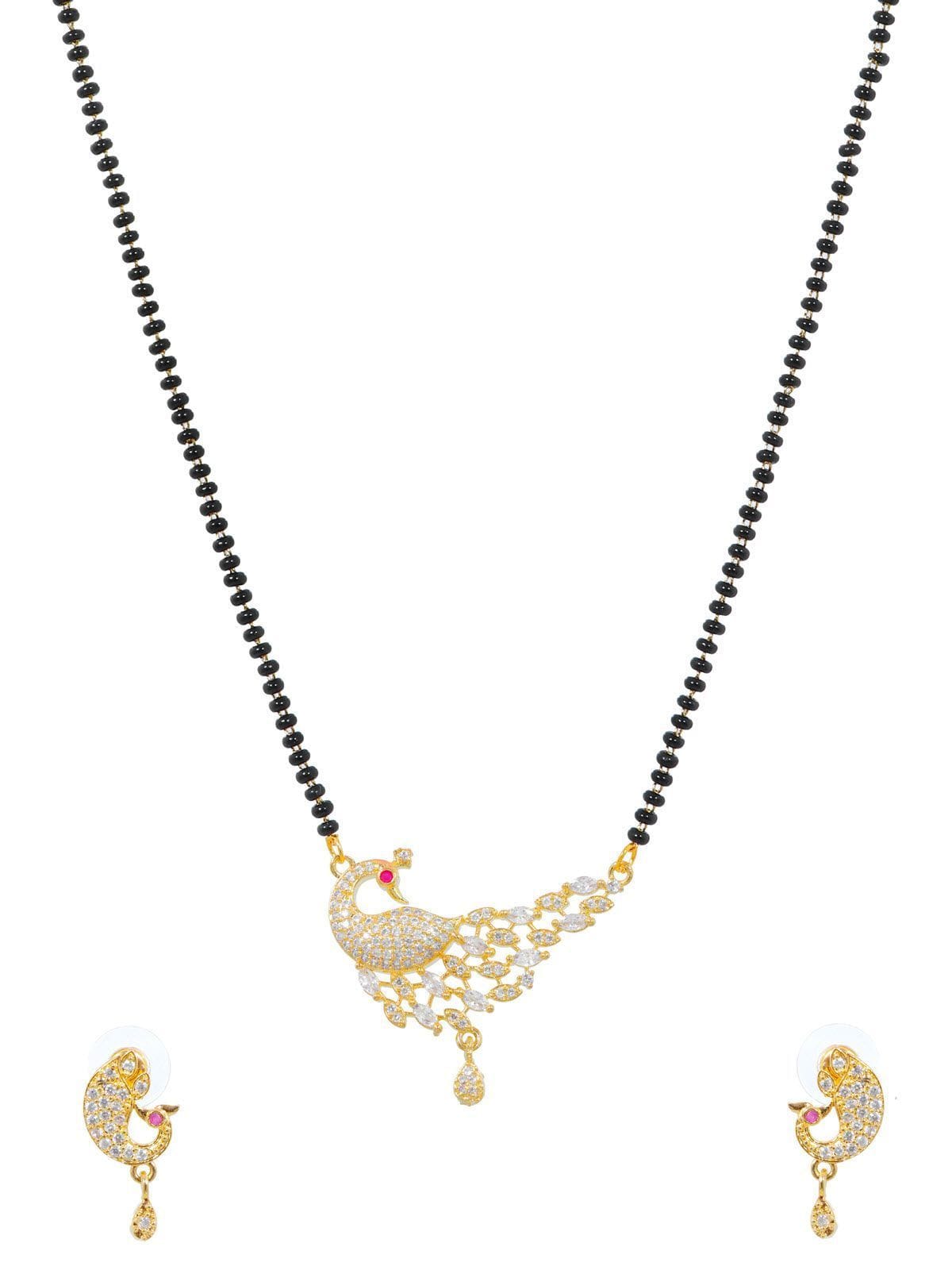 Graceful Peacock Design Mangalsutras Jewellery with Elegant Earrings Set